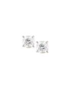 18k White Gold Round Diamond Solitaire Stud Earrings,