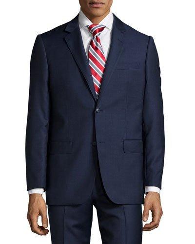 Modern-fit Two-piece Wool Suit, Navy Neat
