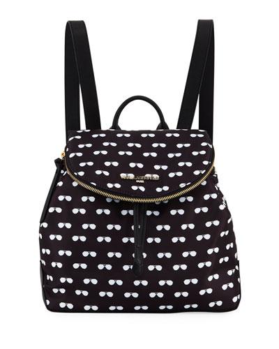 Cara Nylon Backpack W/ Sunglasses Pattern