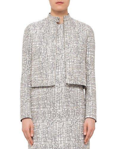 Cross-stitch Printed Jacquard Jacket, Chalk/cliff