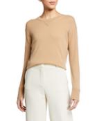 Crewneck Long-sleeve Wool/cashmere Top