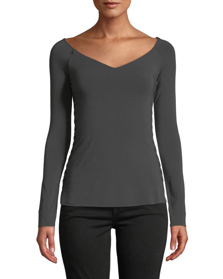 Tracking Shot Lace-up V-neck Top