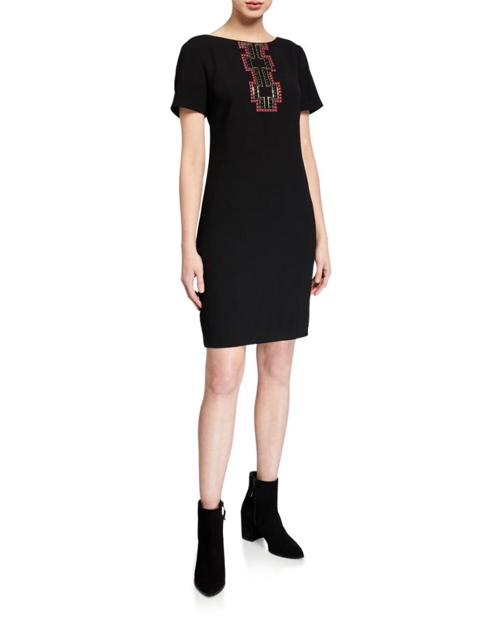 Embellished T-shirt Crepe Dress