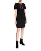 Embellished T-shirt Crepe Dress