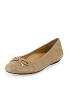 Sabina Lizard-print Flat, Taupe