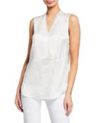 Silk Raw Edge V-neck Blouse
