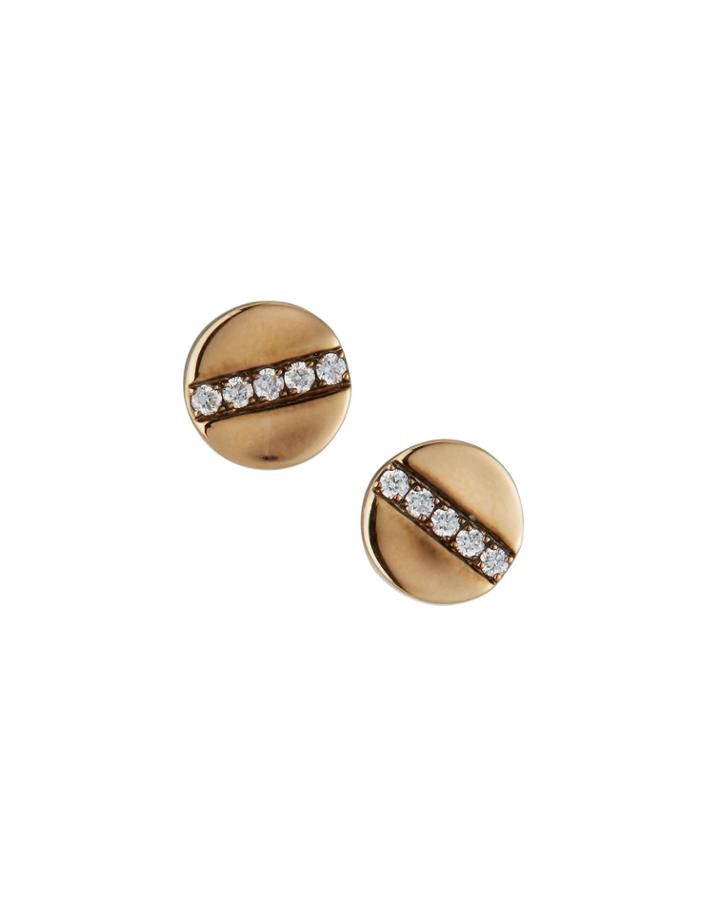 18k Rose Senso Mini Stud Earrings With Diamonds