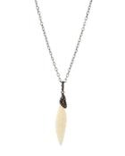 Bakelite Feather & Diamond Pendant Necklace