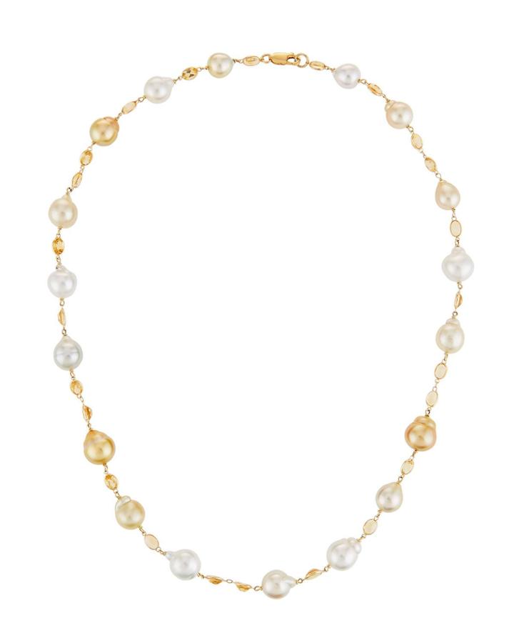 18k Citrine & Two-tone Pearl Necklace