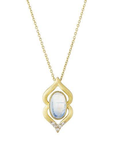 18k Casablanca Moroccan Moonstone & Diamond Pendant Necklace