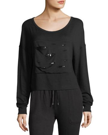 Worn-holes Sequin-embellished