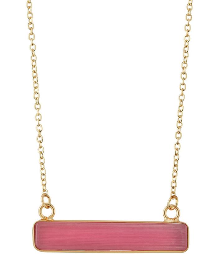 Fuchsia Cat Eye Rectangular Pendant Necklace