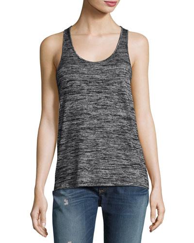 Twist-back Scoop-neck Tank, Black Heather