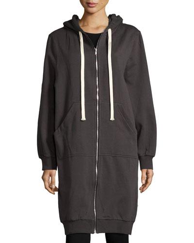 Long Zip-front Sweatshirt, Dark Gray