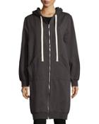 Long Zip-front Sweatshirt, Dark Gray