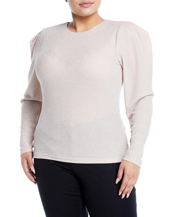 Shimmer-knit Crewneck Sweater,