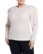 Shimmer-knit Crewneck Sweater,