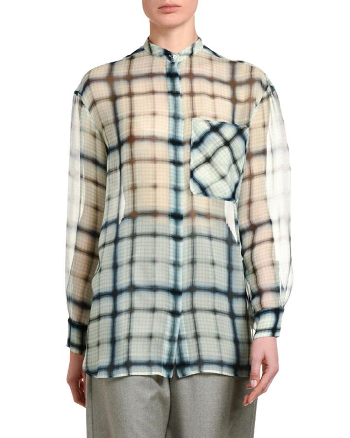 Checked Silk Georgette Tunic