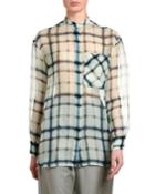 Checked Silk Georgette Tunic