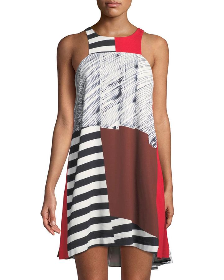 High-neck Angular Trapeze Dress