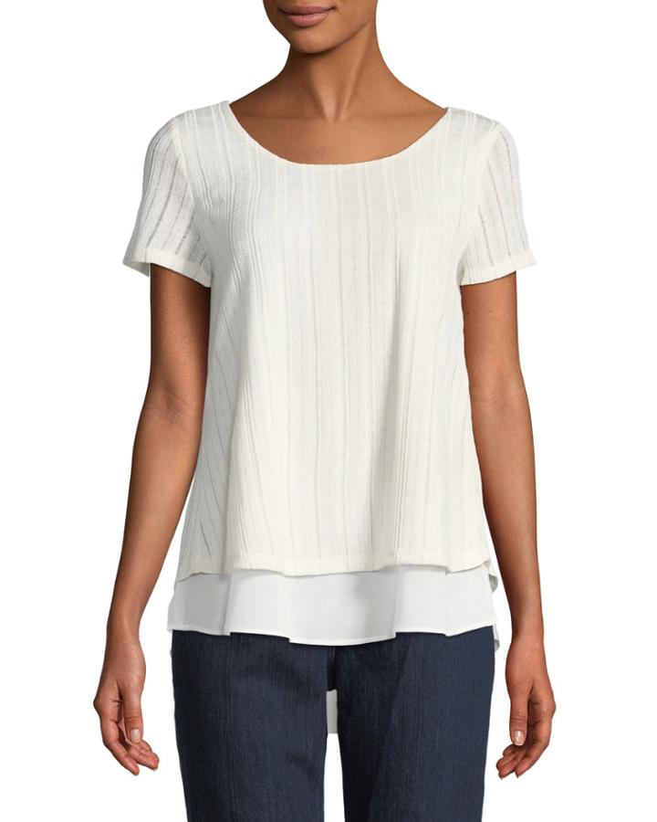 Ribbed Crossover-back Twofer Tee