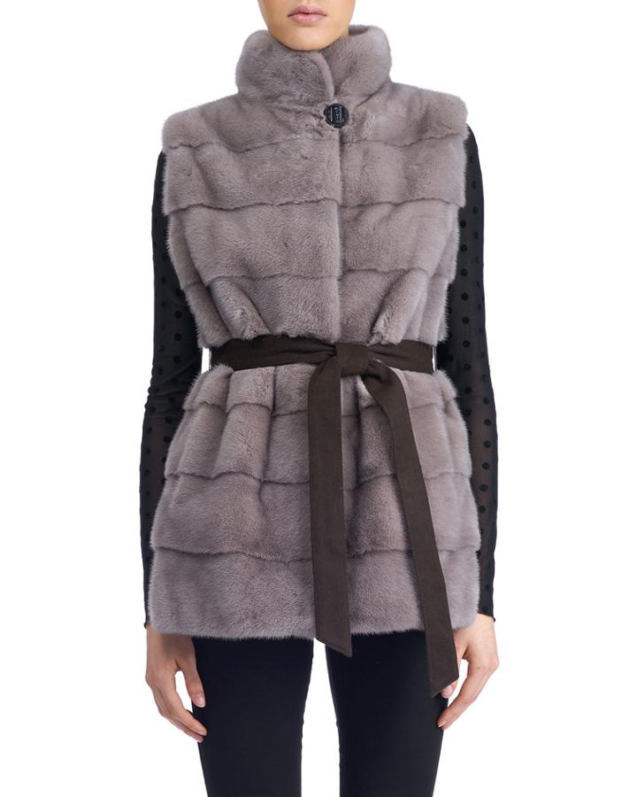 Mink Fur Vest With Quilted Back