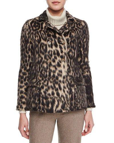 Leopard Jacquard Peacoat