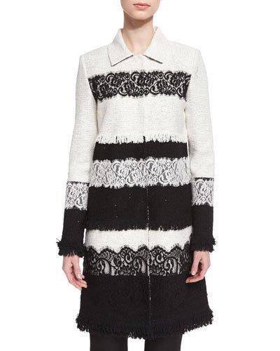 Antonina Lace-appliqu&eacute; Topper, Caviar/frost