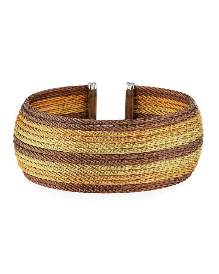 Wide Multi-row Cable Cuff Bracelet, Yellow/bronze