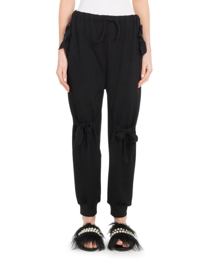 Elastic-ankle Jogger Pants W/ Bows