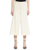 Crepe Couture Cropped Wide-leg Pants, Ivory