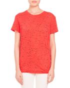 Splatter-print Tie-back Tee, Coral
