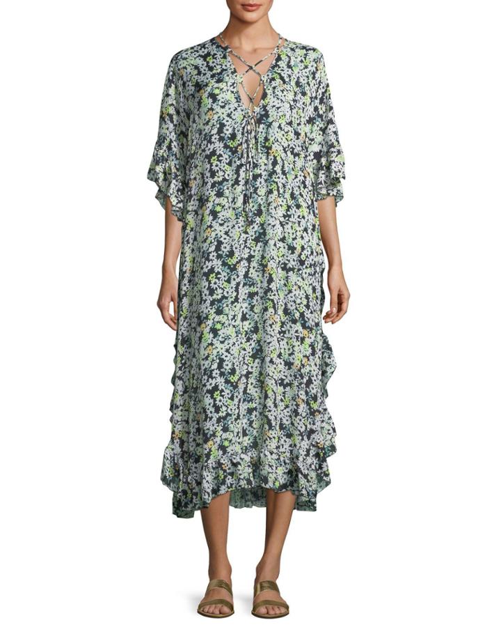 Floral Caftan Short-sleeve Dress