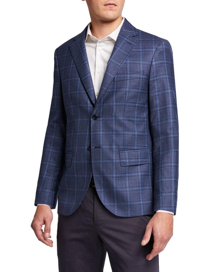 Men's Comfort Biella Plaid Two-button Jacket
