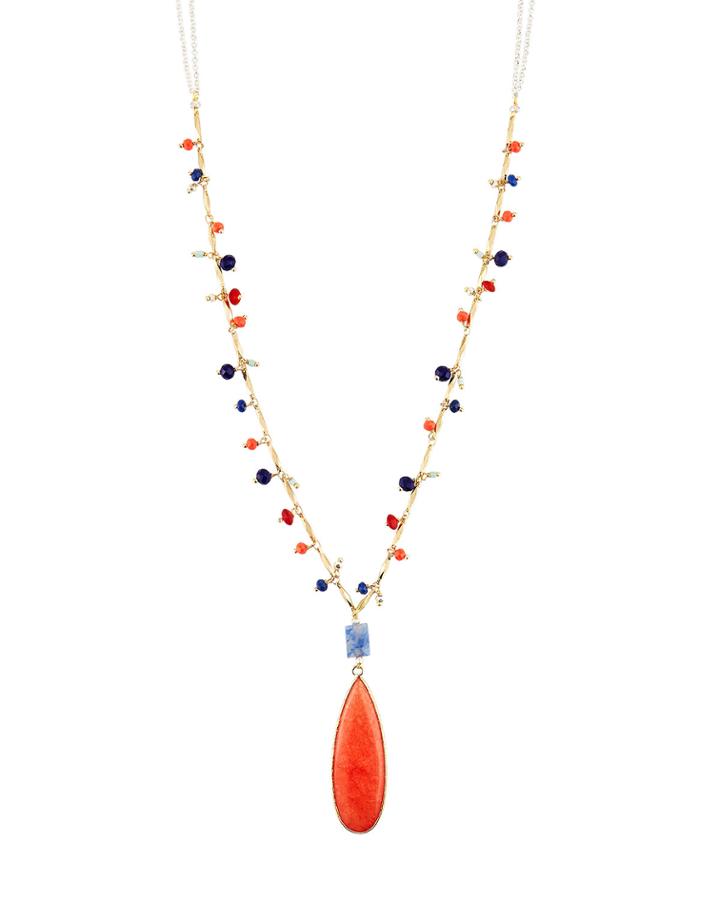 Beaded Teardrop Pendant Necklace