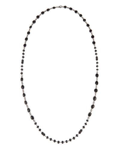 Black Spinel & Pave Diamond Beaded Rope Necklace