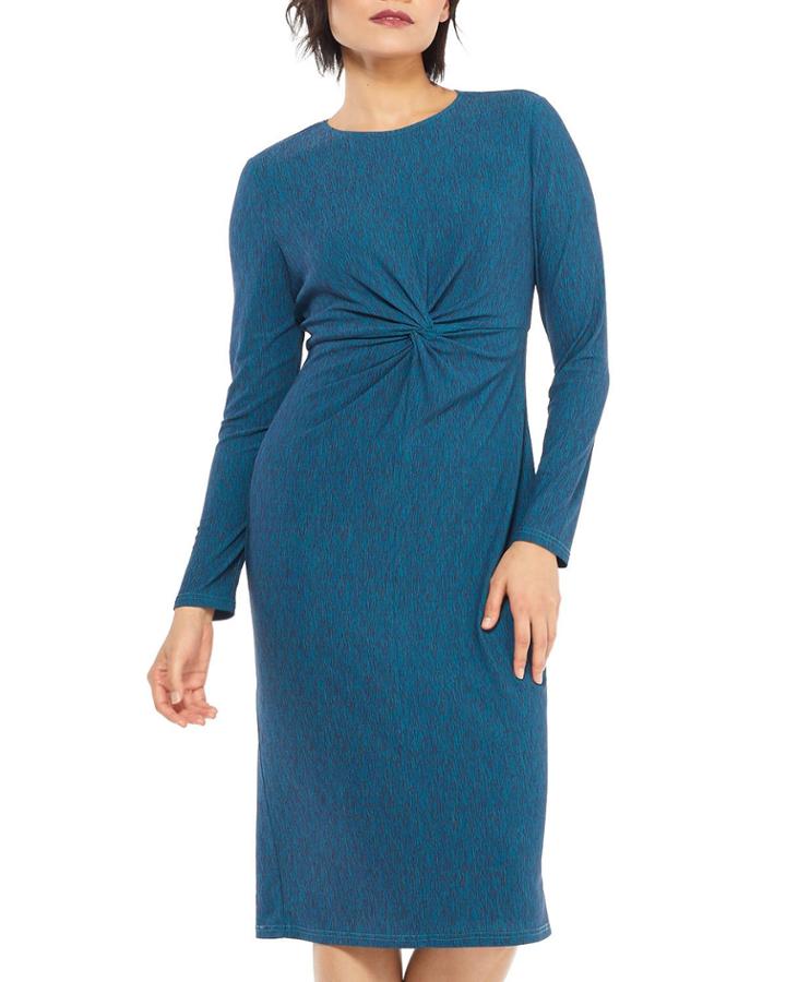 Knot-front Long-sleeve Space-dye Jersey