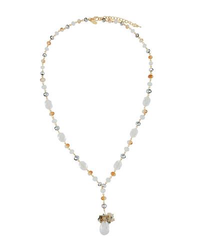 Long Simulated Crystal Y-drop Necklace