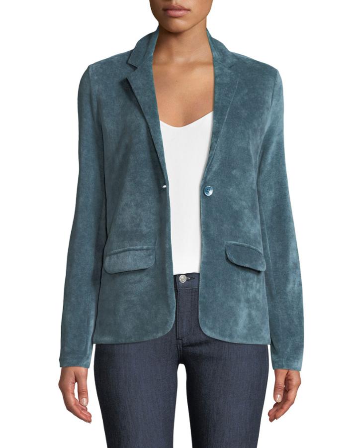Single-breasted Velour Blazer Jacket