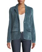 Single-breasted Velour Blazer Jacket