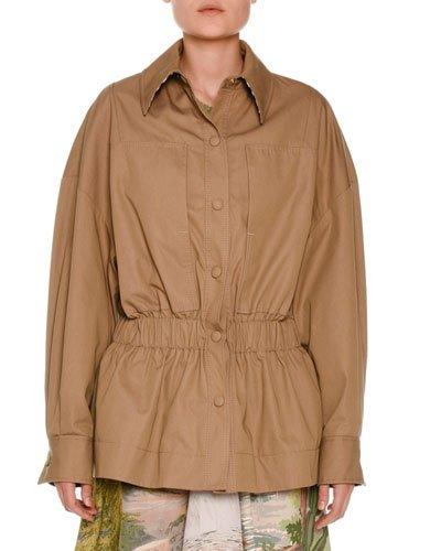 Snap-front Anorak Jacket, Khaki