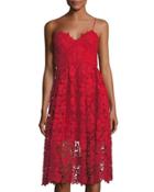Lace V-neck Tea-length Dress