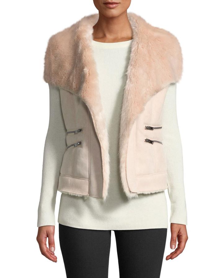 Faux-shearling Open-front Vest