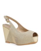 Metallic Glitter Platform Wedge
