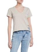 Distressed V-neck Pocket T-shirt