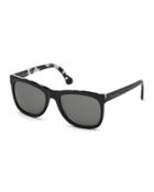 Two-tone Square Acetate Sunglasses, Black/white