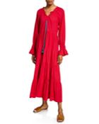 Bella Tiered Flare-cuff Peasant Dress