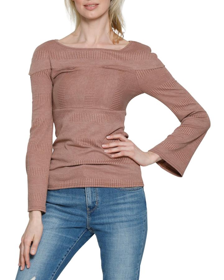 Kristen Ribbed Cutout Long-sleeve Top