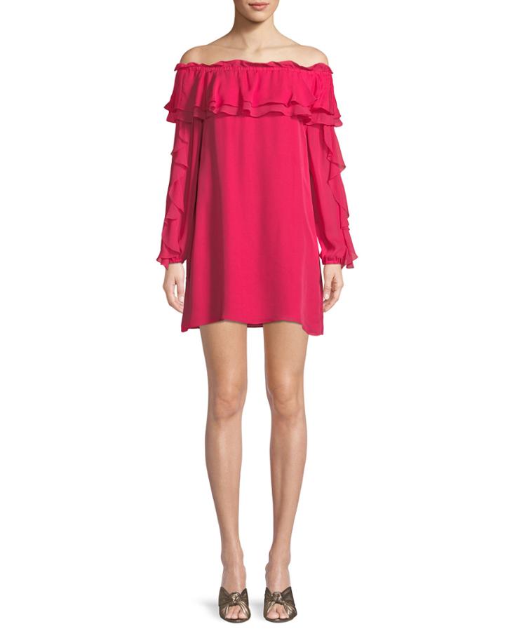 Isa Silk Off-the-shoulder Ruffle