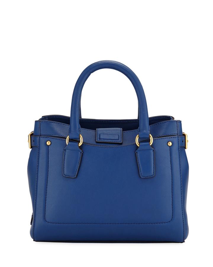 Esme Small Leather Tote Bag, Navy